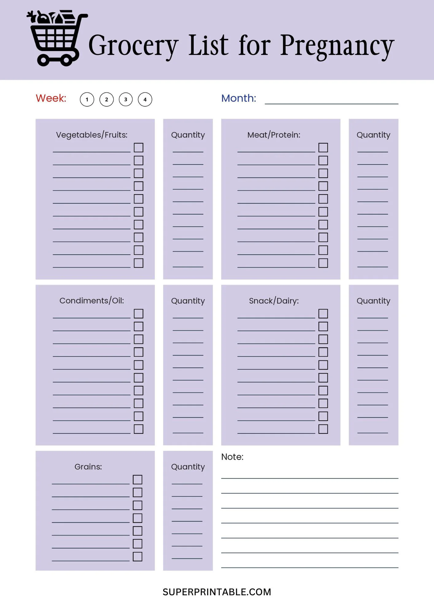 Printable Grocery List 2