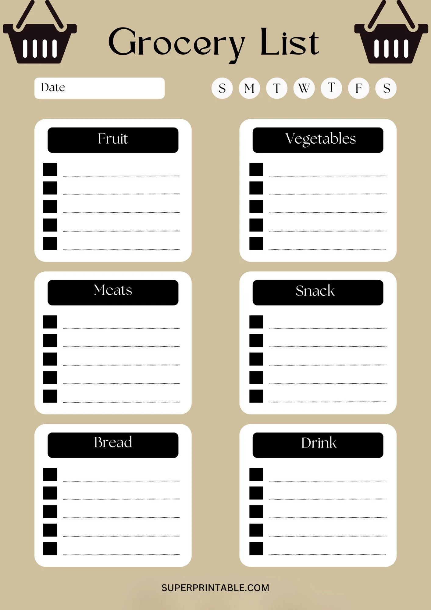 Printable Grocery List 4