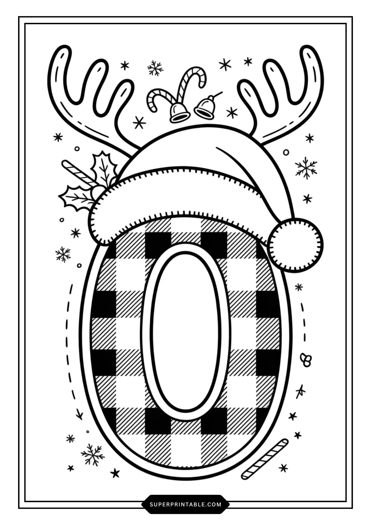 Santa Reindeer Hat Numbers Coloring Pages 1