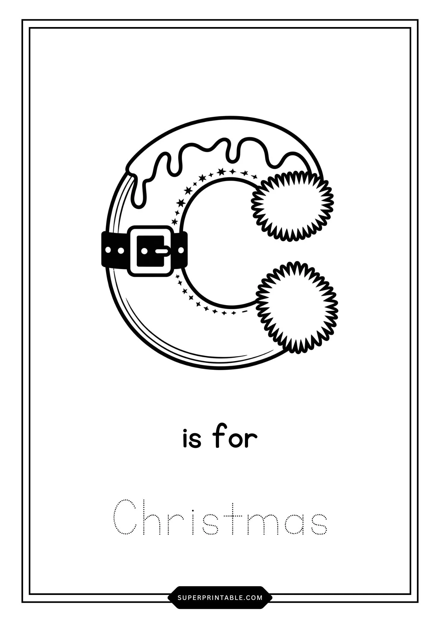 Santa's Suit Alphabet Christmas Coloring Worksheets 3