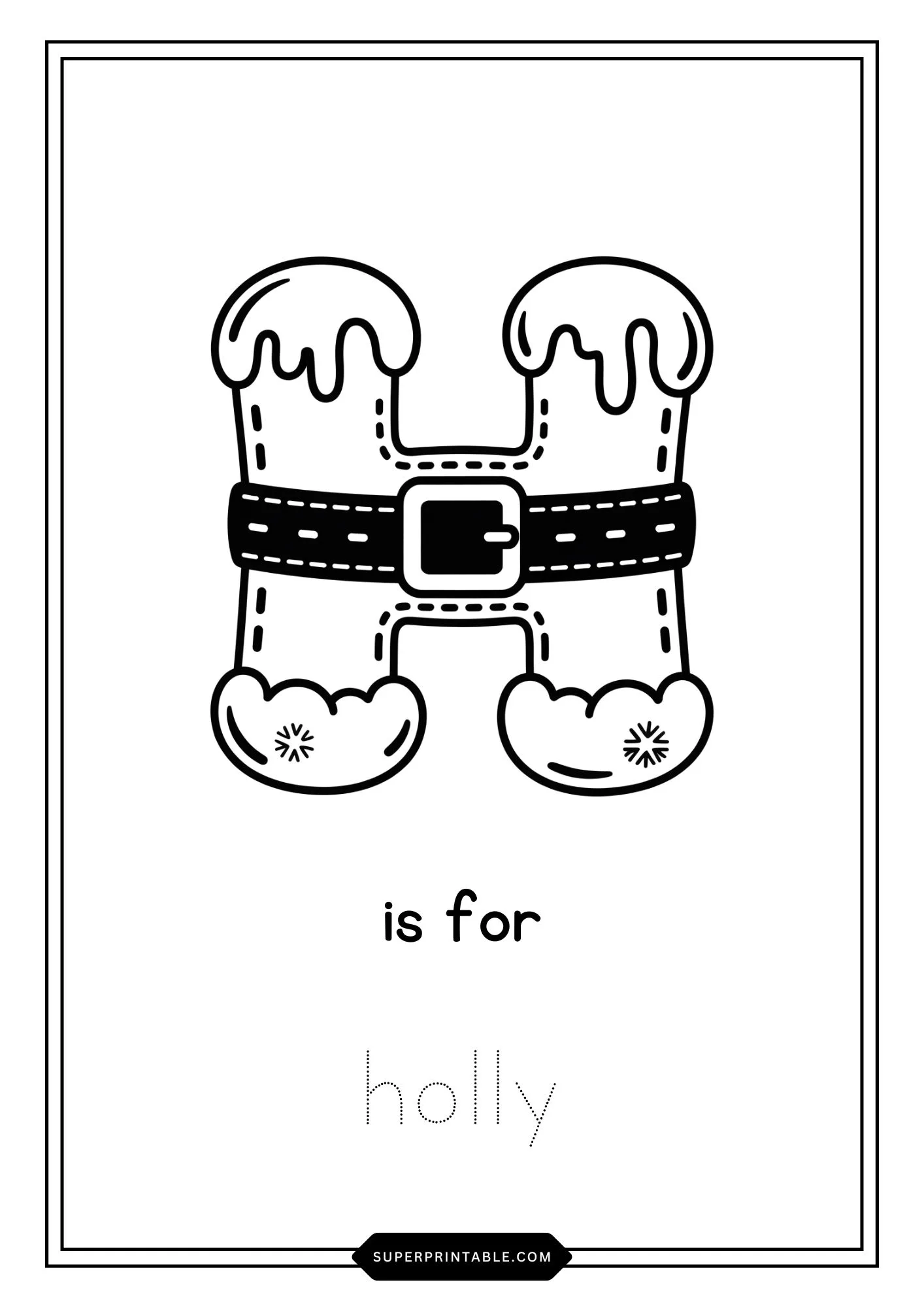 Santa's Suit Alphabet Christmas Coloring Worksheets 8