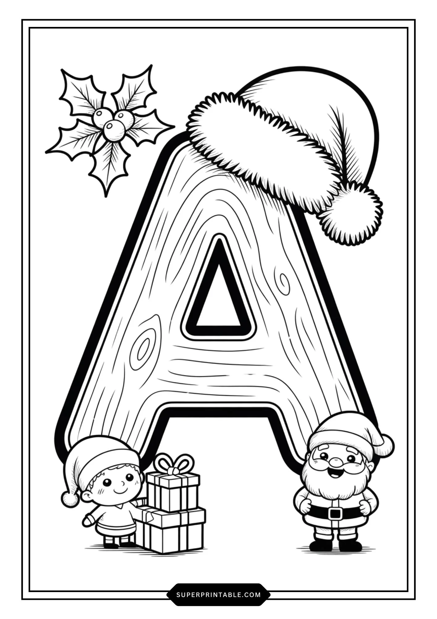 Santa’s Wooden Alphabet Christmas Coloring Edition 1