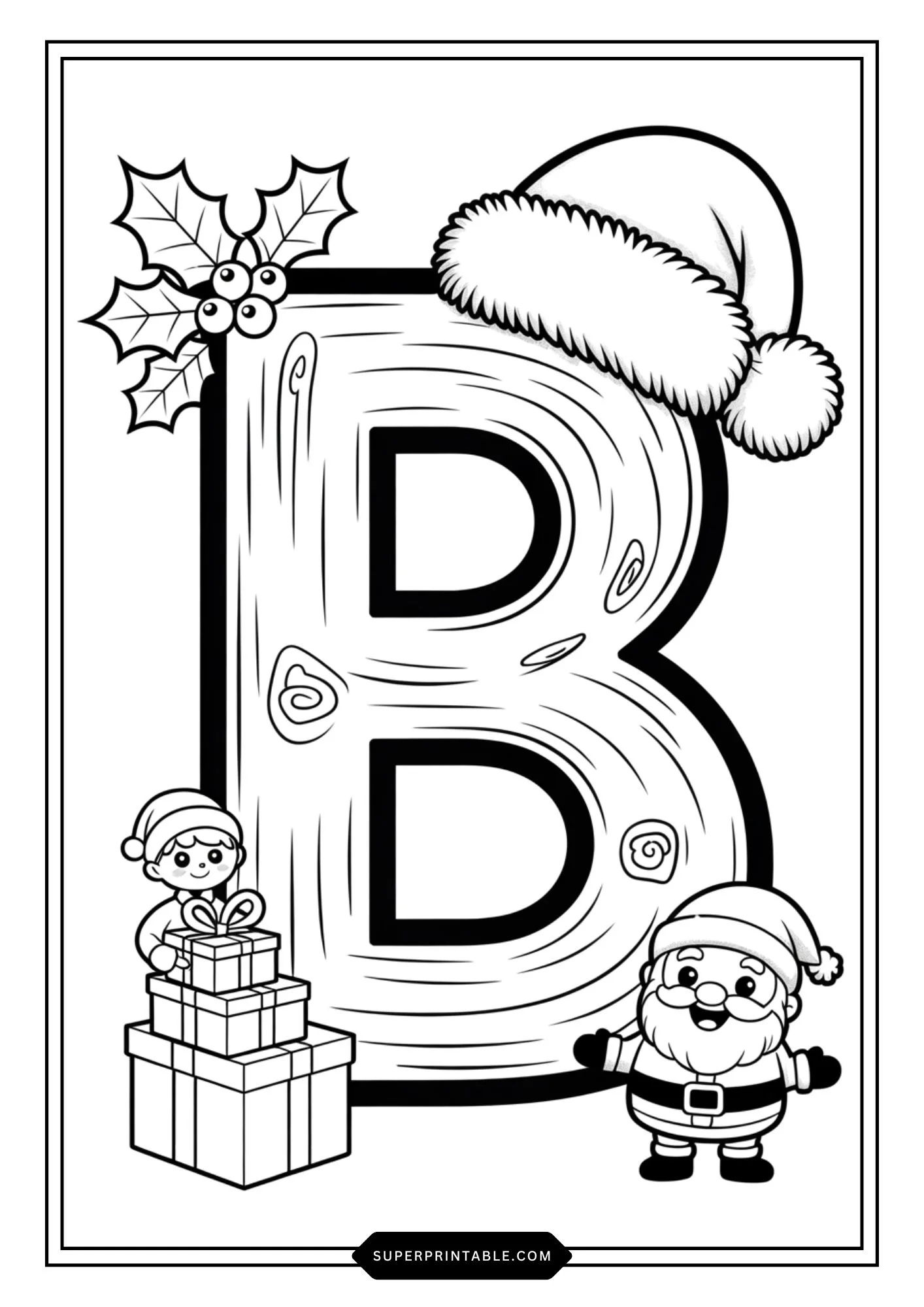 Santa’s Wooden Alphabet Christmas Coloring Edition 2