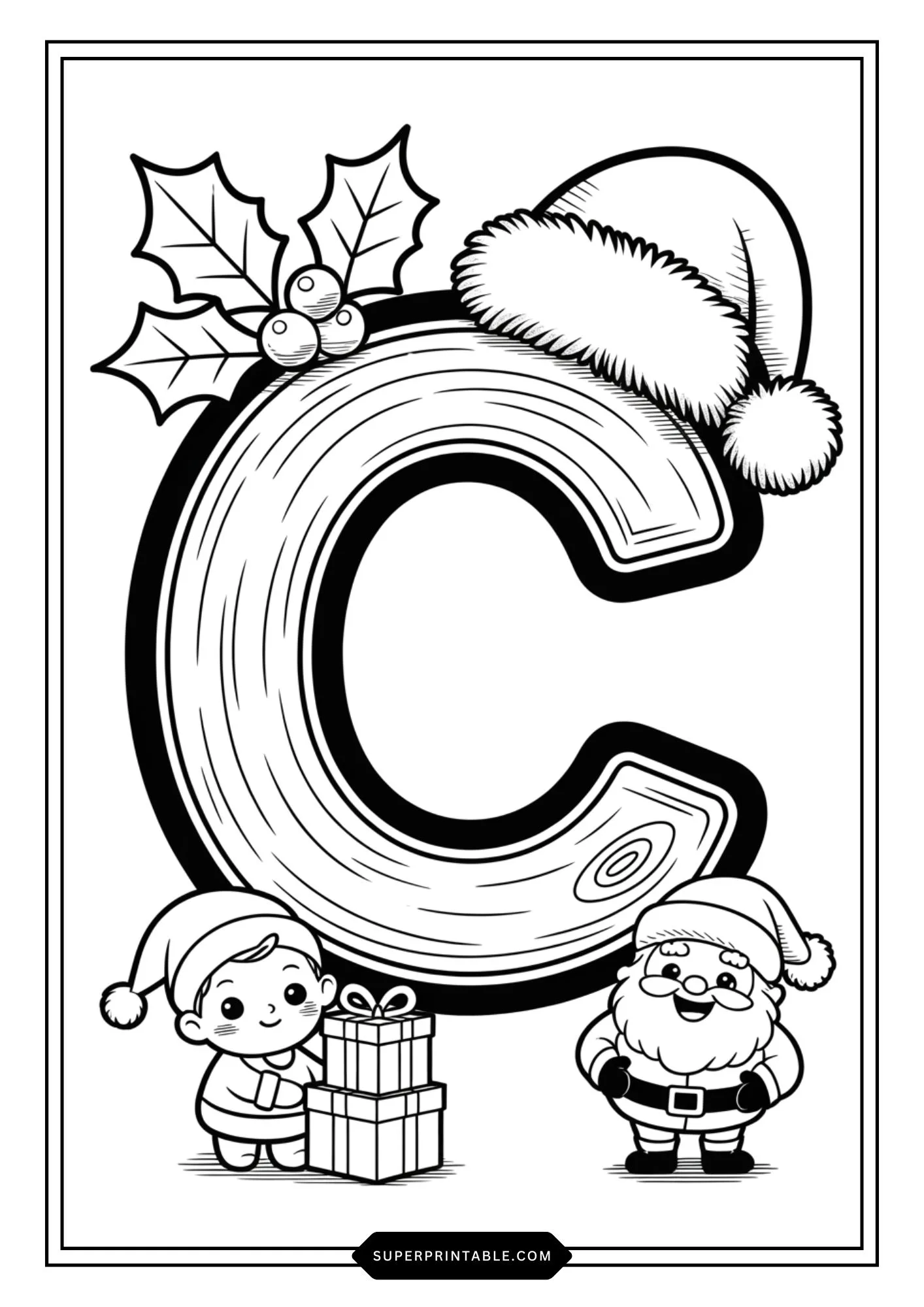 Santa’s Wooden Alphabet Christmas Coloring Edition 3