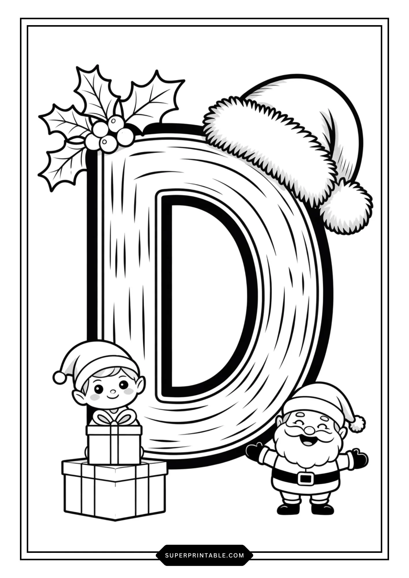 Santa’s Wooden Alphabet Christmas Coloring Edition 4