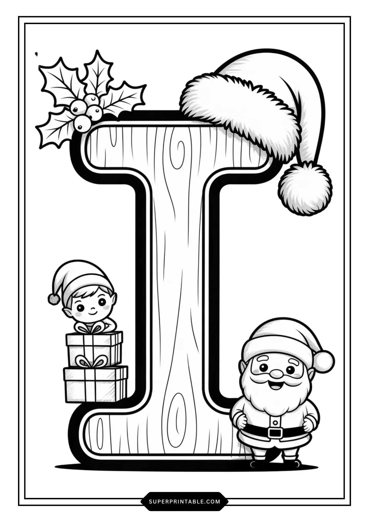 Santa’s Wooden Alphabet Christmas Coloring Edition 9