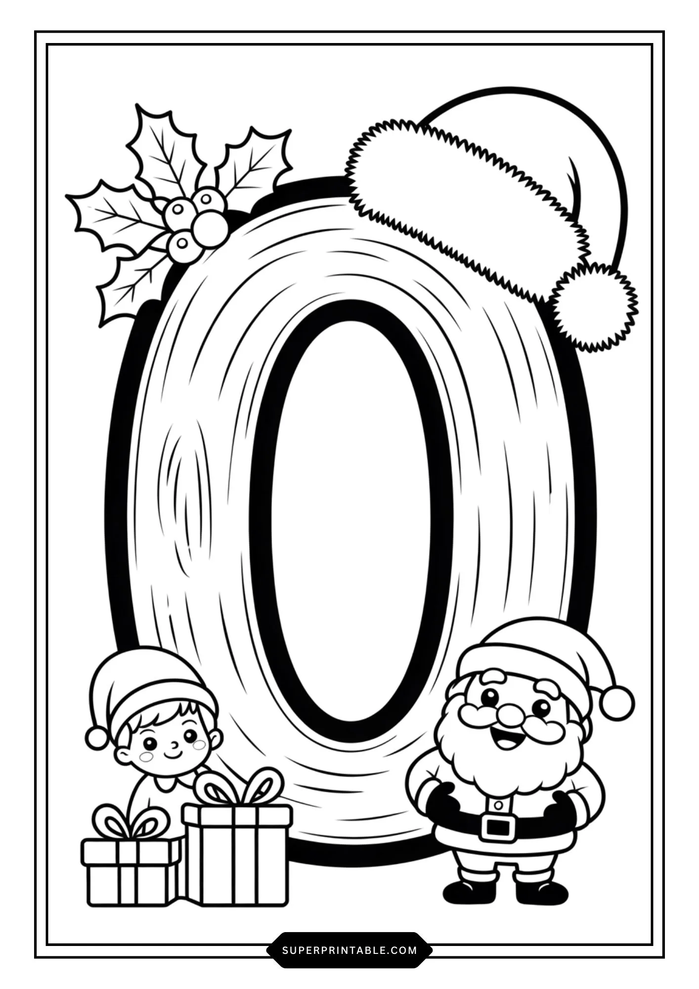 Santa’s Wooden Numbers Coloring Pages 1