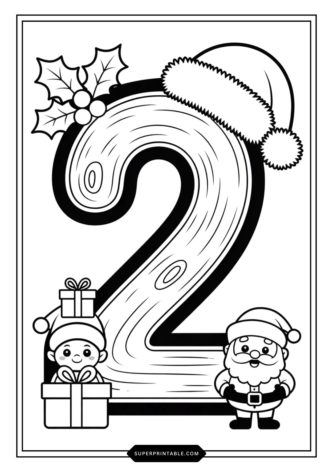 Santa’s Wooden Numbers Coloring Pages 3