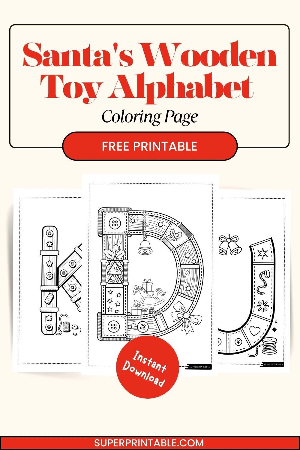Santa's Wooden Toy Alphabet Coloring Page Pinterest Image