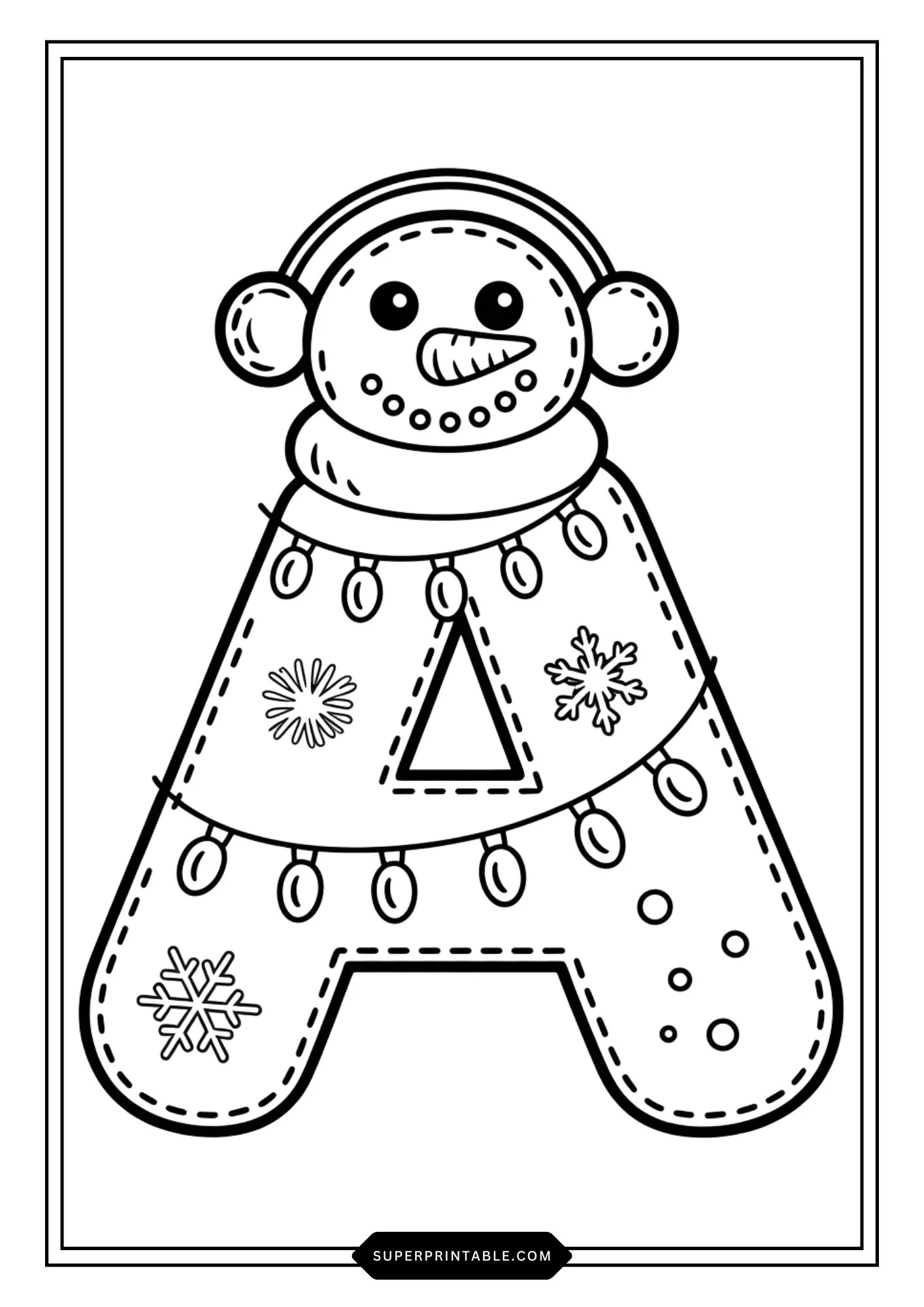 Snowman Character Alphabet Coloring Pages 1