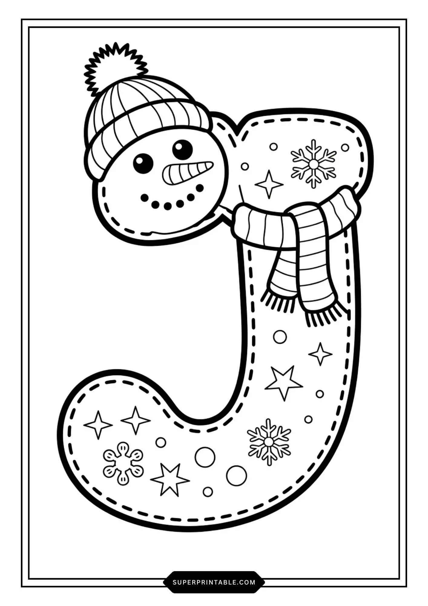 Snowman Character Alphabet Coloring Pages 10