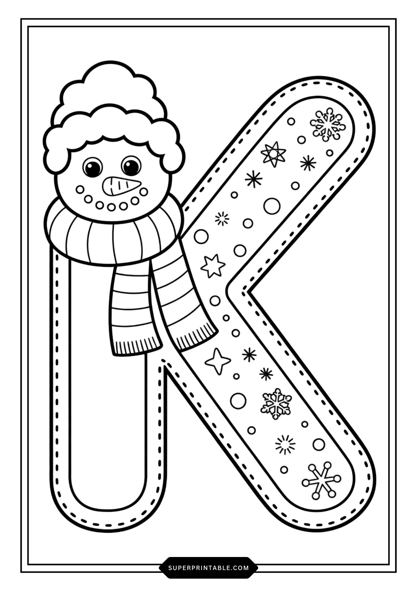 Snowman Character Alphabet Coloring Pages 11