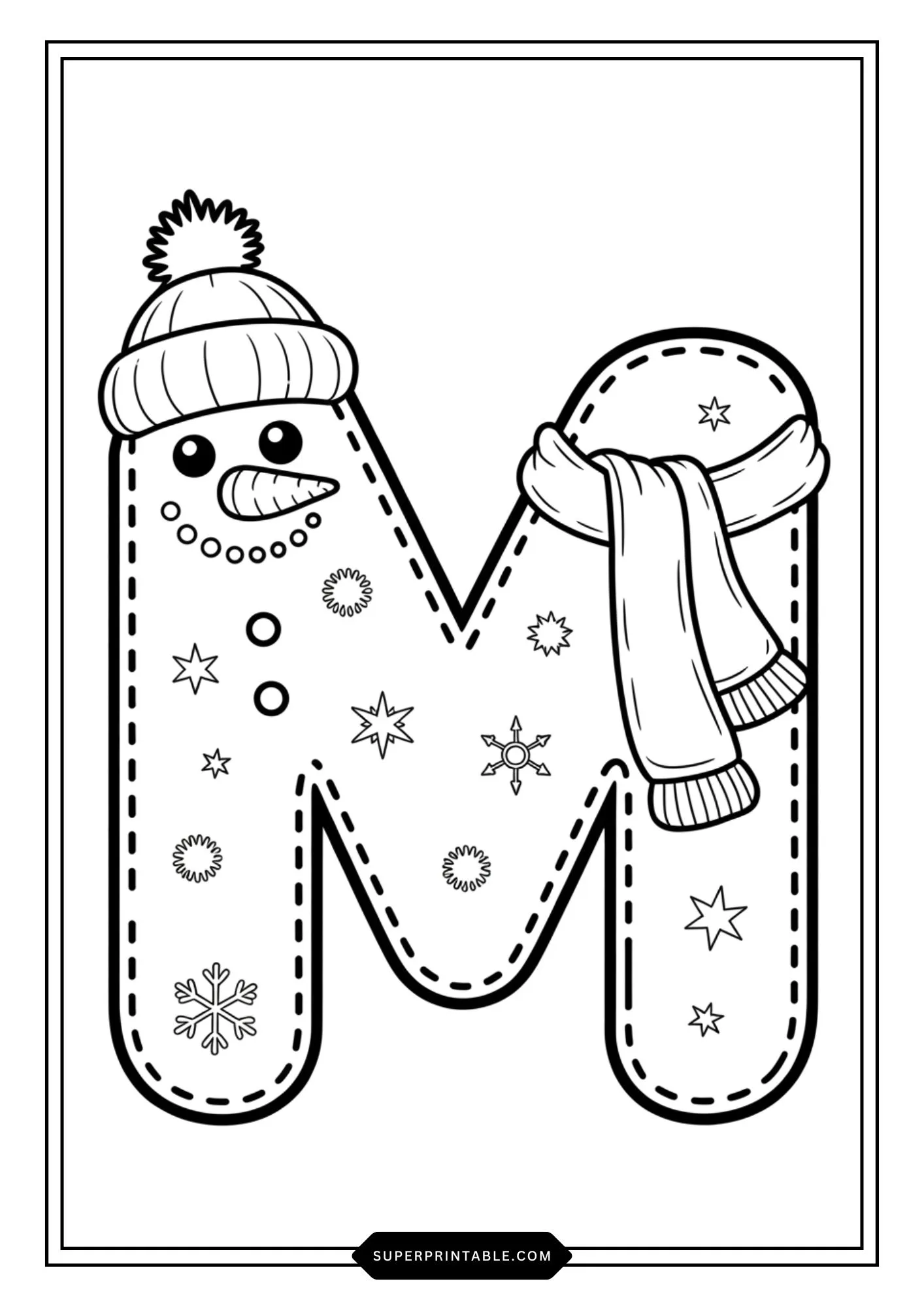 Snowman Character Alphabet Coloring Pages 13