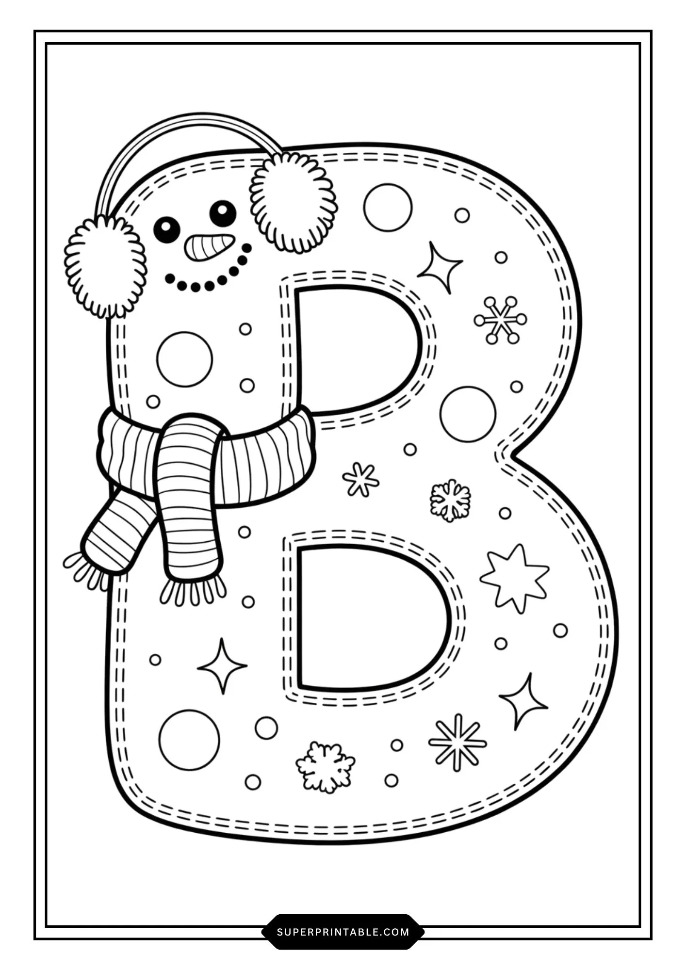Snowman Character Alphabet Coloring Pages 2