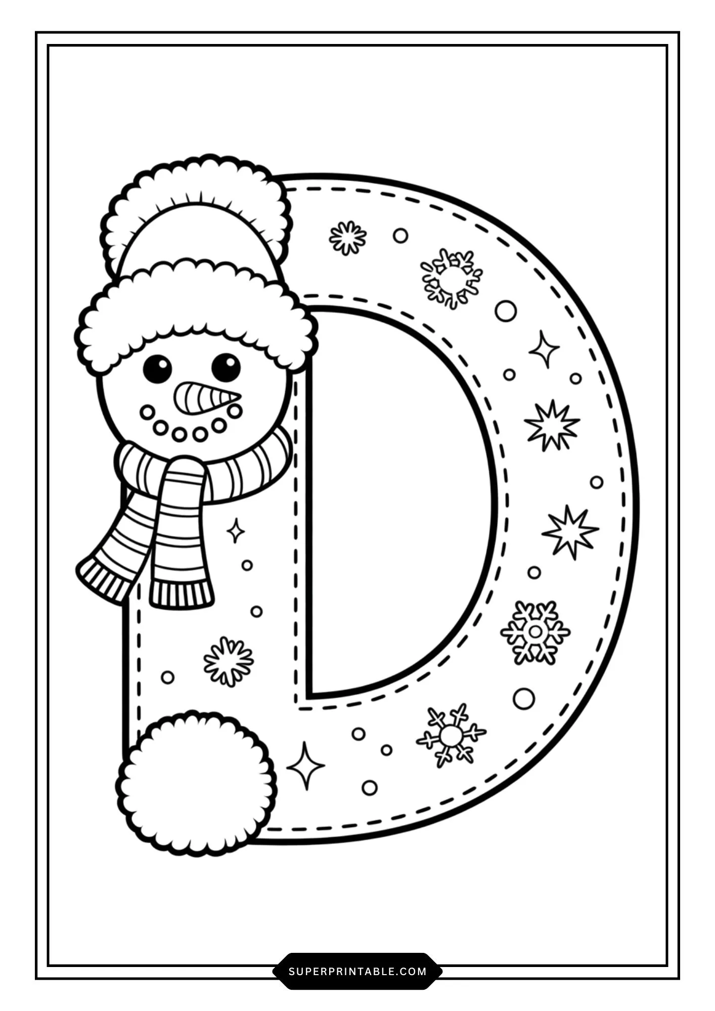 Snowman Character Alphabet Coloring Pages 4