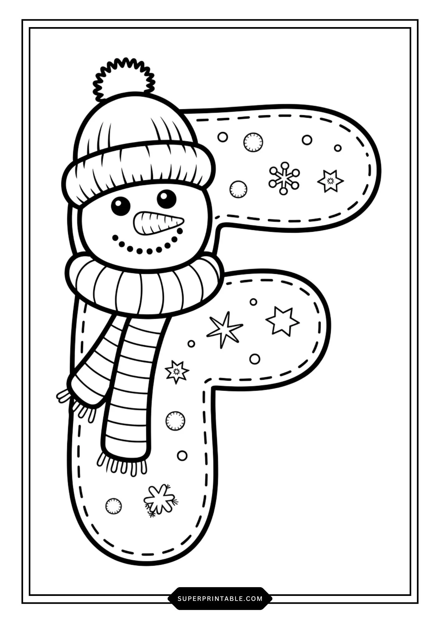 Snowman Character Alphabet Coloring Pages 6