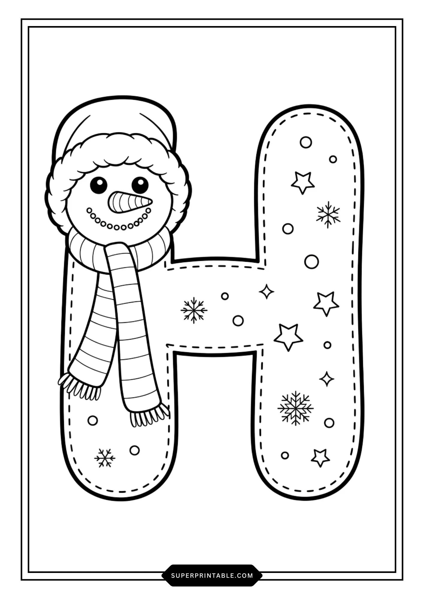 Snowman Character Alphabet Coloring Pages 8