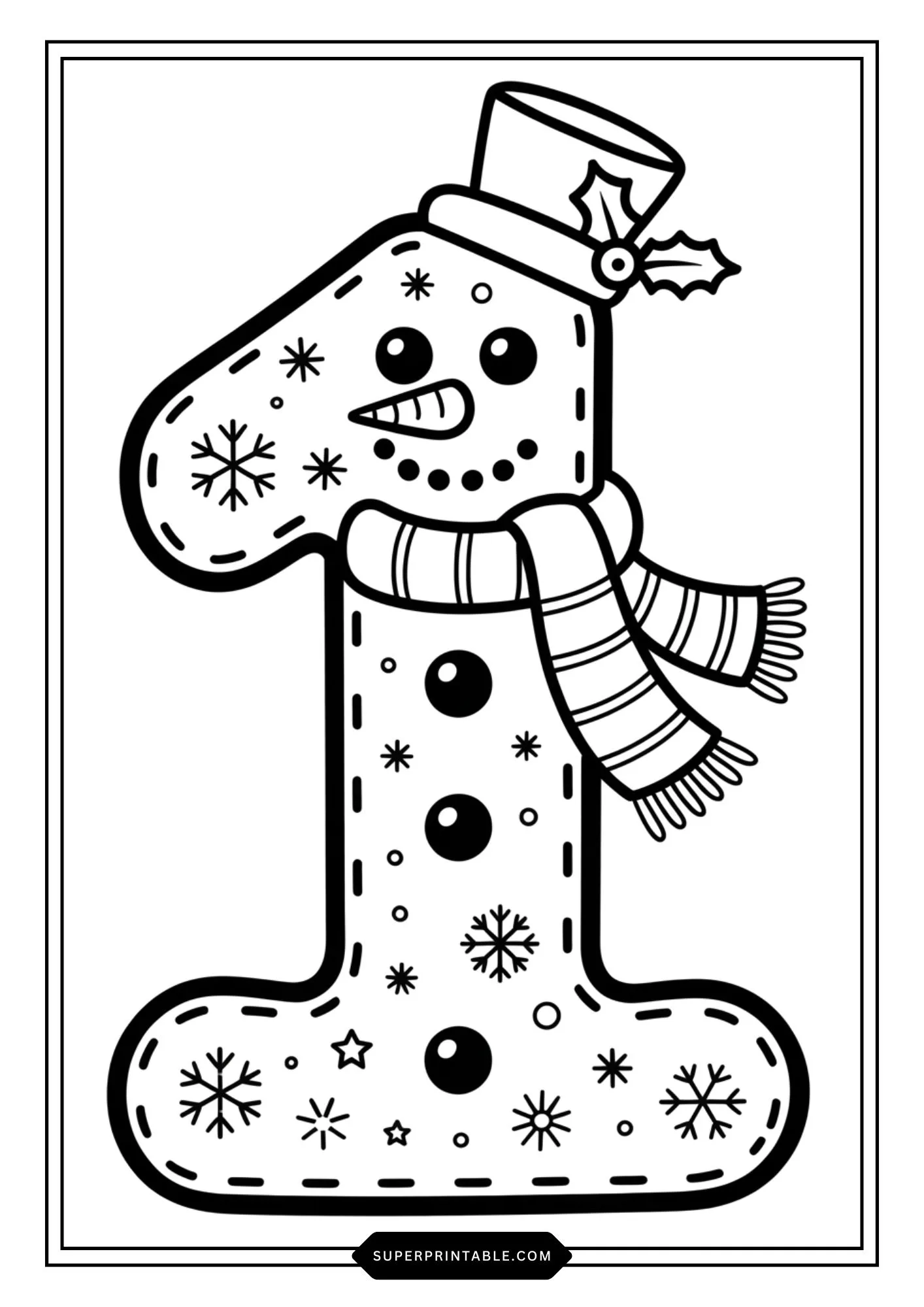 Snowman Character Numbers Coloring Pages 2