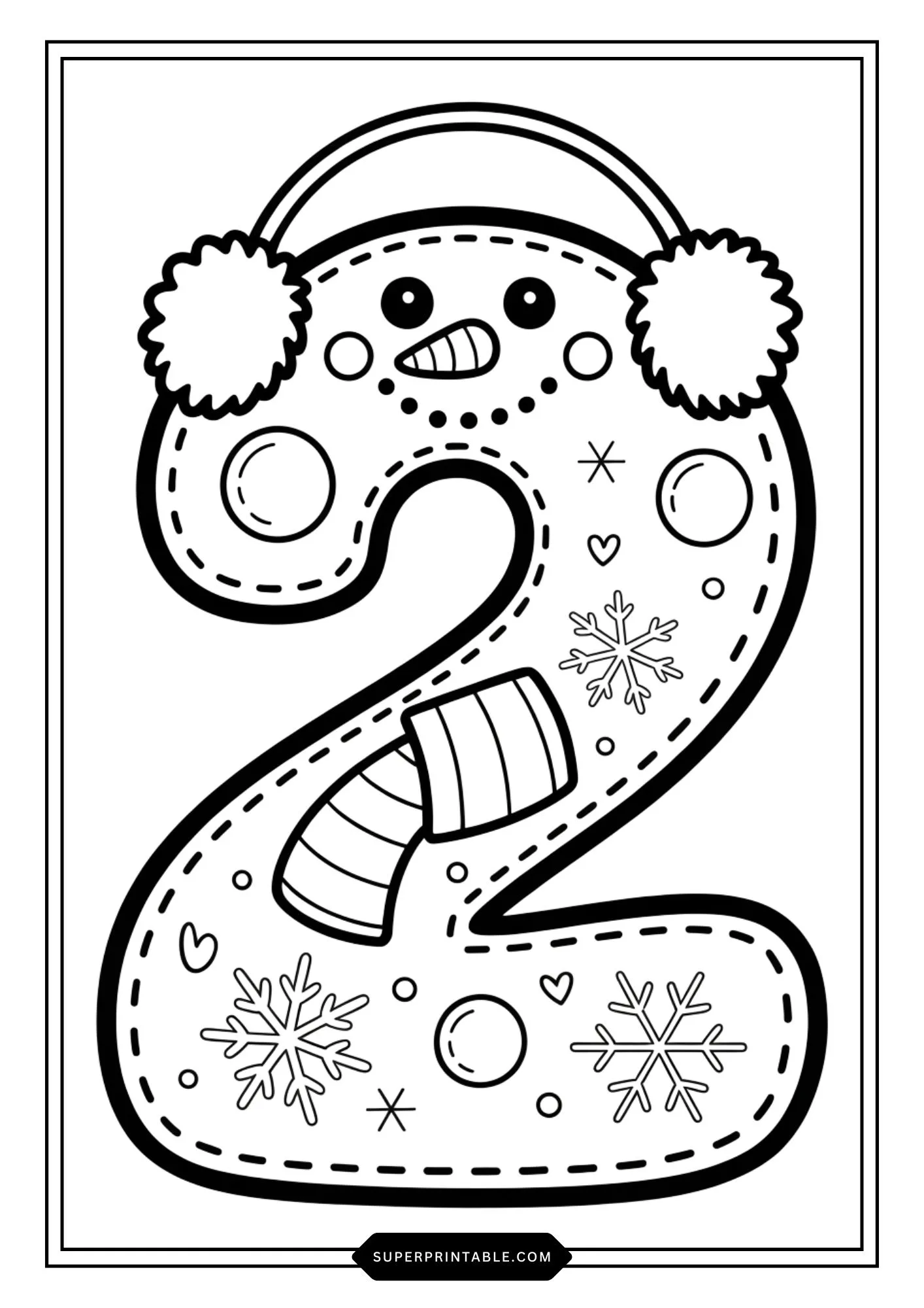 Snowman Character Numbers Coloring Pages 3
