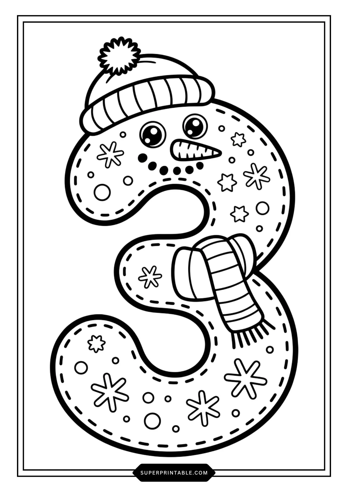 Snowman Character Numbers Coloring Pages 4