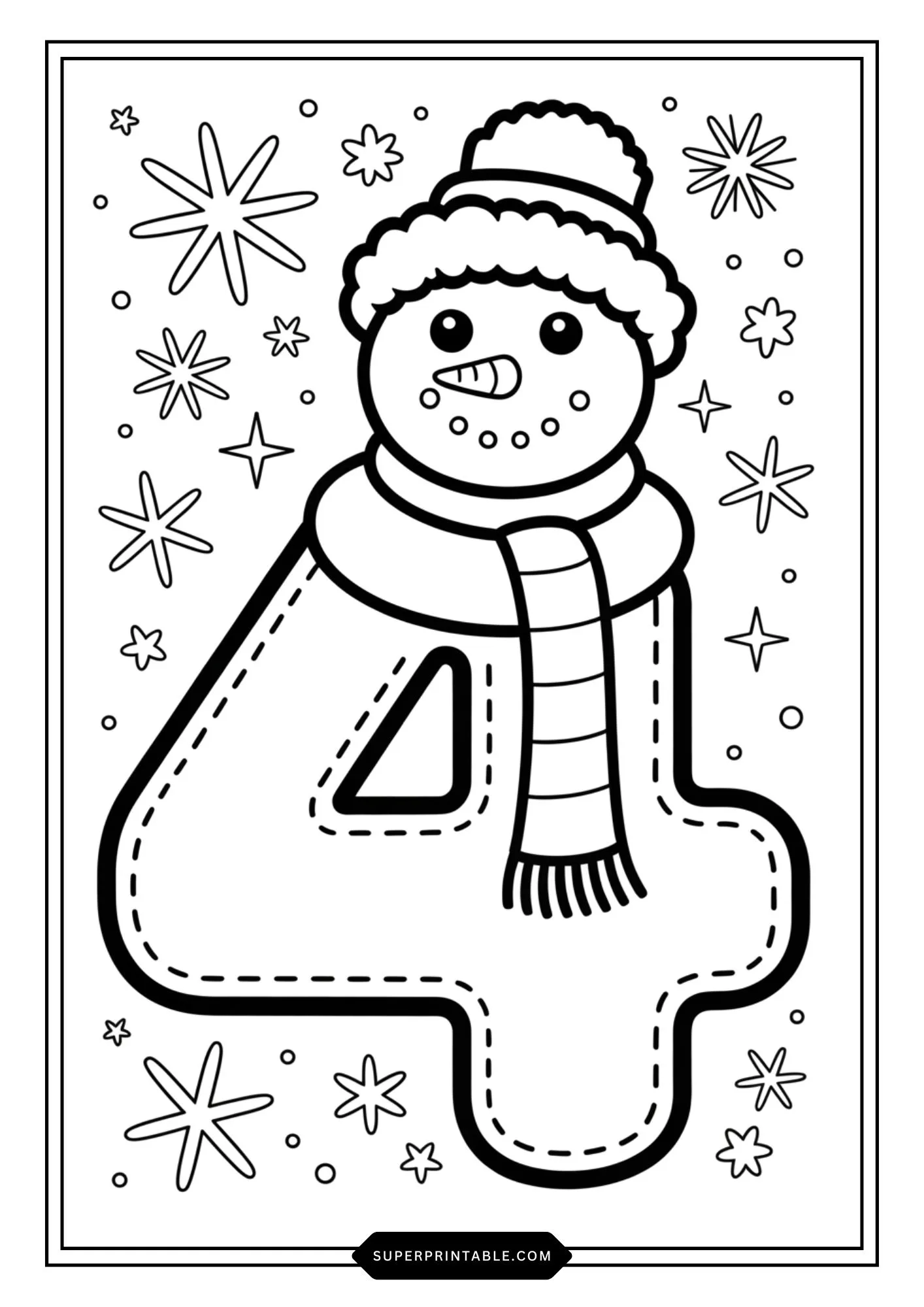 Snowman Character Numbers Coloring Pages 5