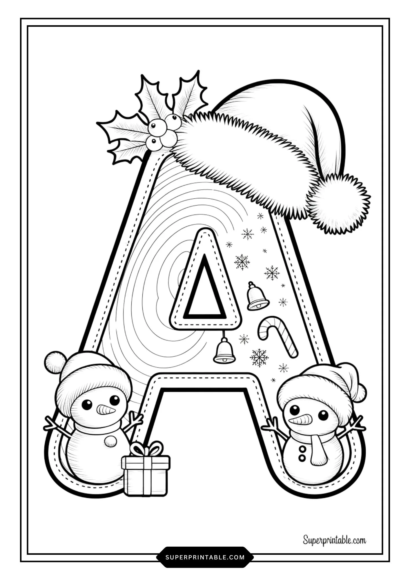 Snowman Wonderland Alphabet Coloring Pages 1