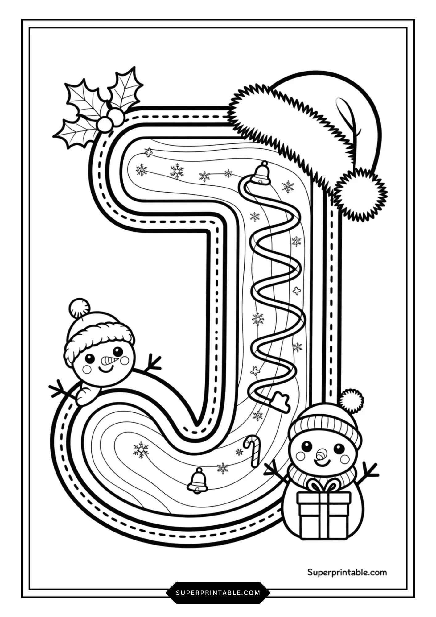Snowman Wonderland Alphabet Coloring Pages 10