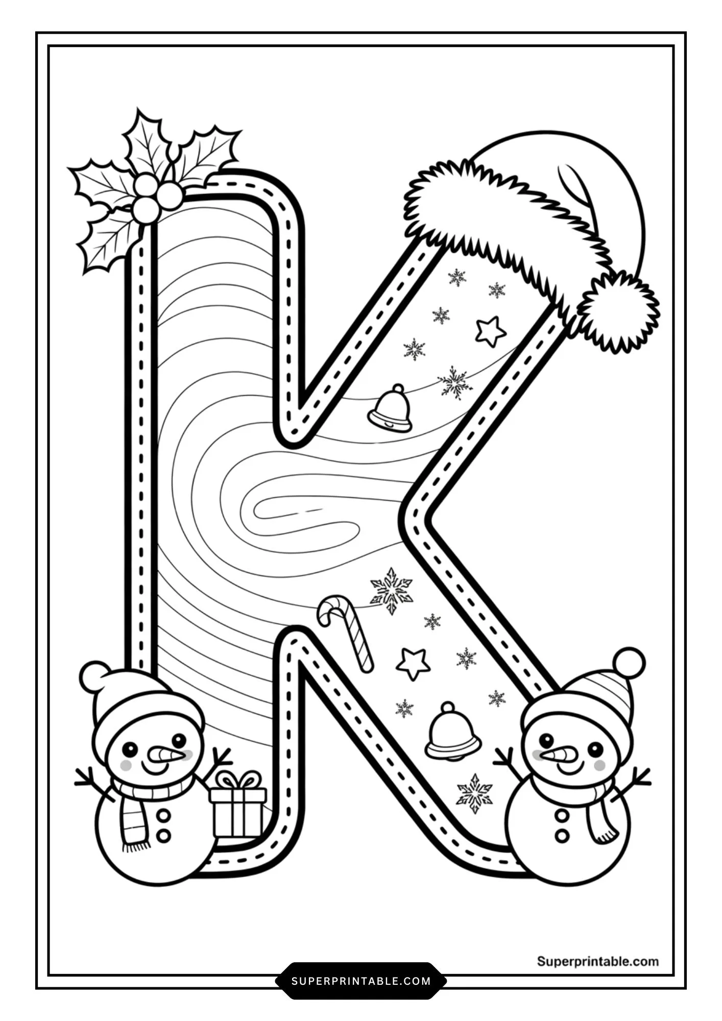 Snowman Wonderland Alphabet Coloring Pages 11