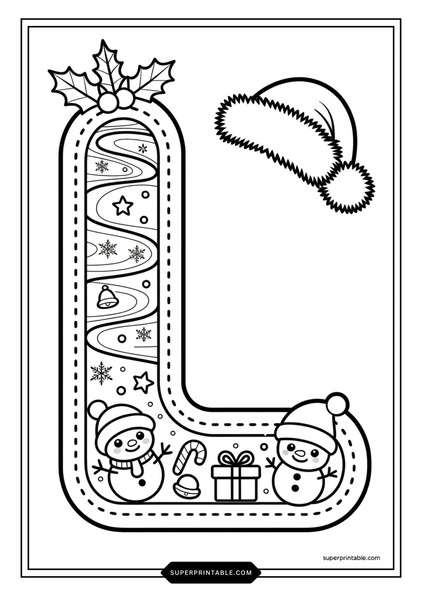 Snowman Wonderland Alphabet Coloring Pages 12
