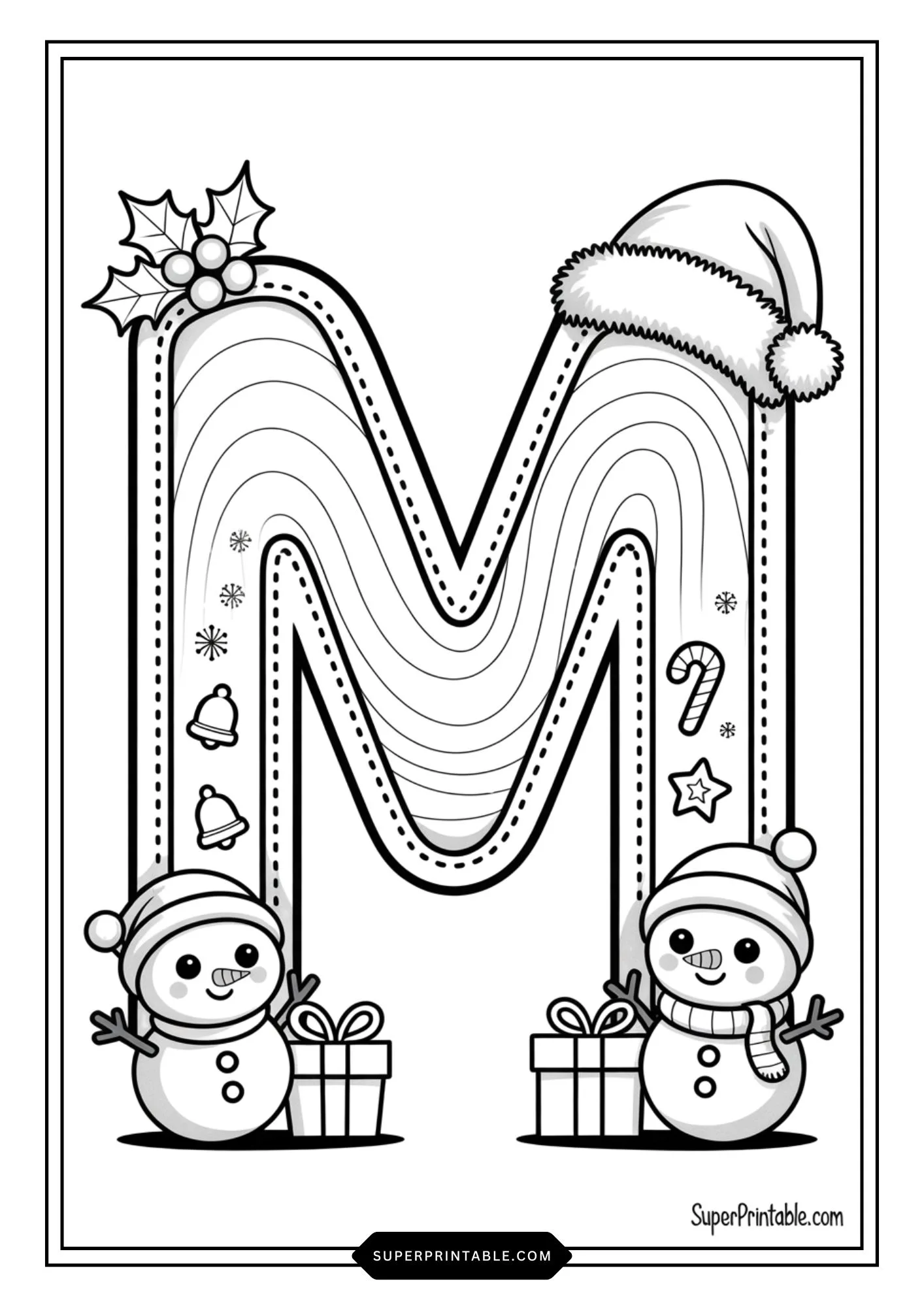 Snowman Wonderland Alphabet Coloring Pages 13