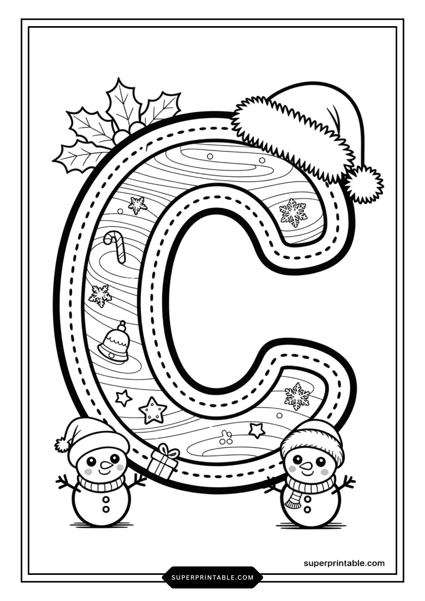Snowman Wonderland Alphabet Coloring Pages 3