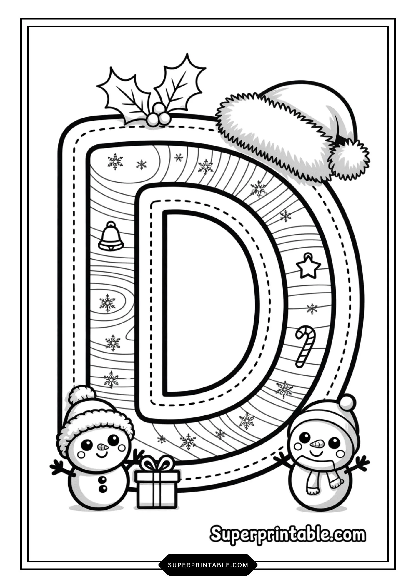 Snowman Wonderland Alphabet Coloring Pages 4