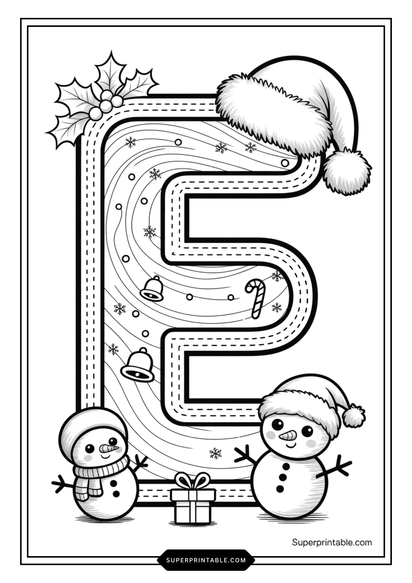 Snowman Wonderland Alphabet Coloring Pages 5