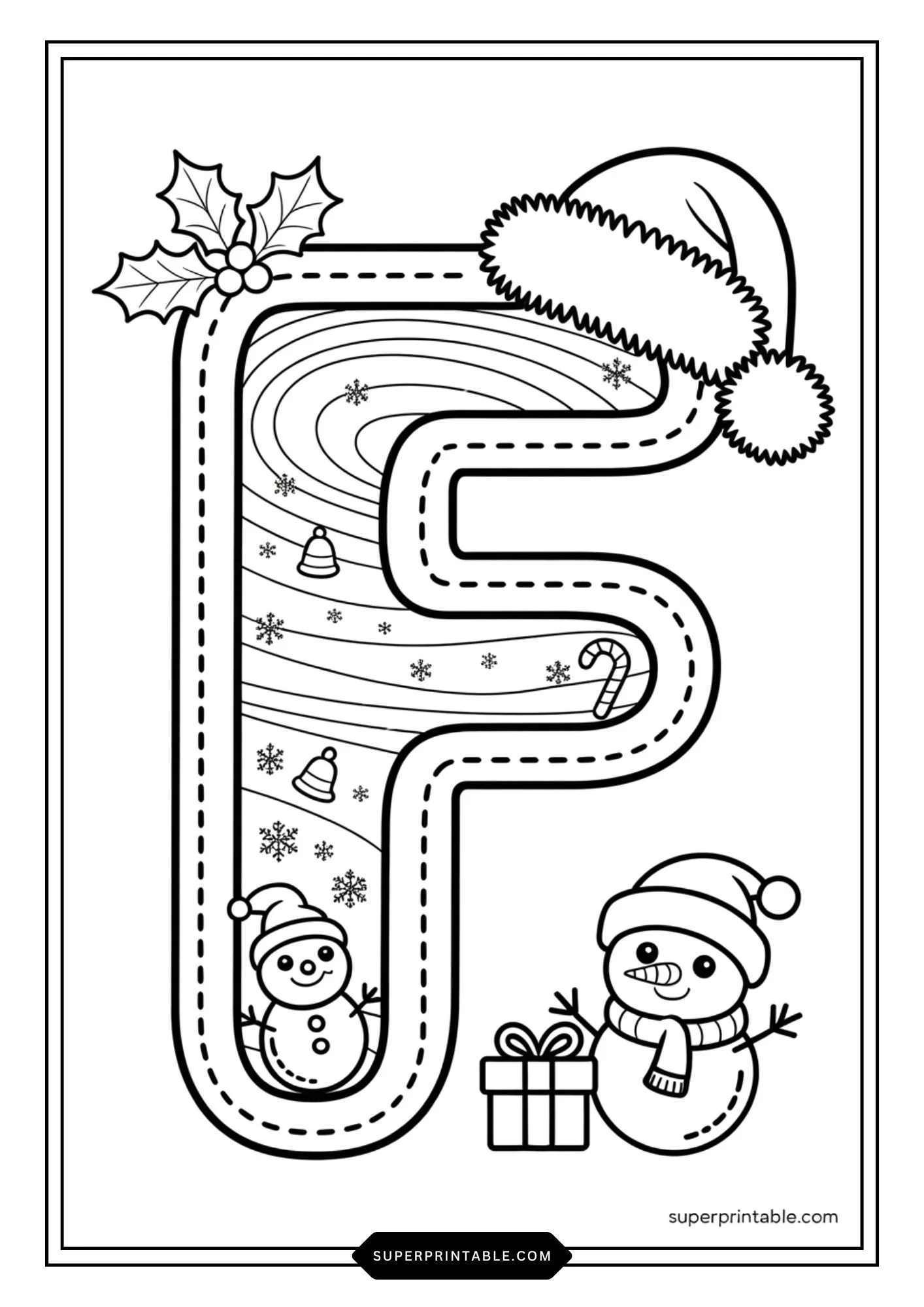 Snowman Wonderland Alphabet Coloring Pages 6