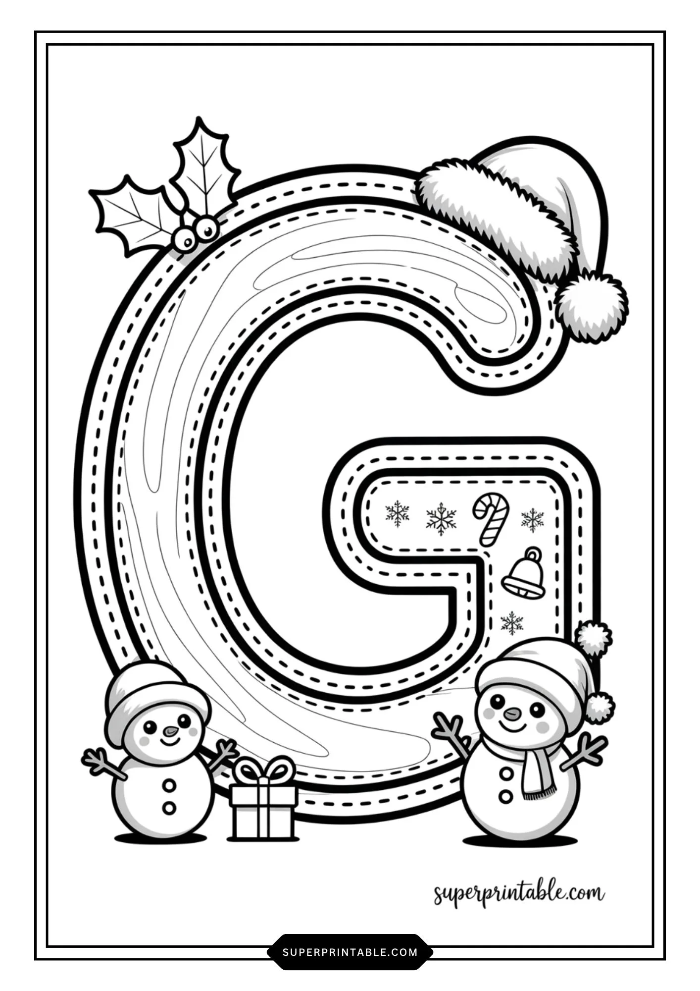 Snowman Wonderland Alphabet Coloring Pages 7