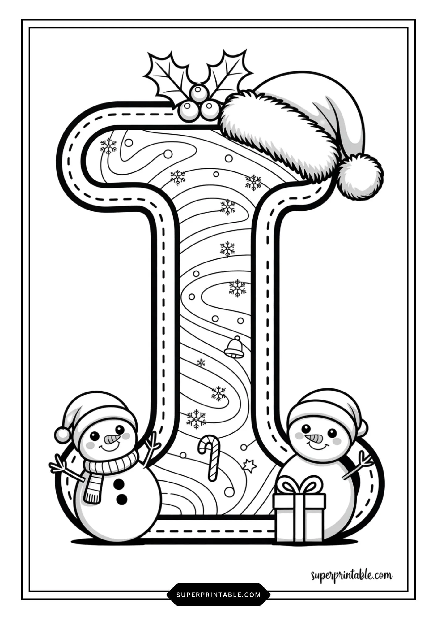 Snowman Wonderland Alphabet Coloring Pages 9