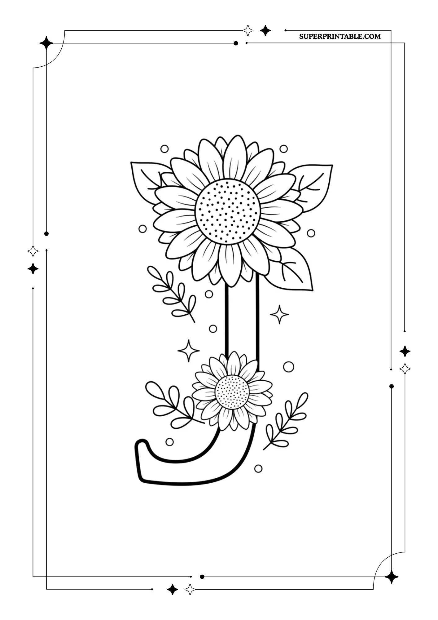 Sunflower Lowercase Alphabet Coloring Collection 10