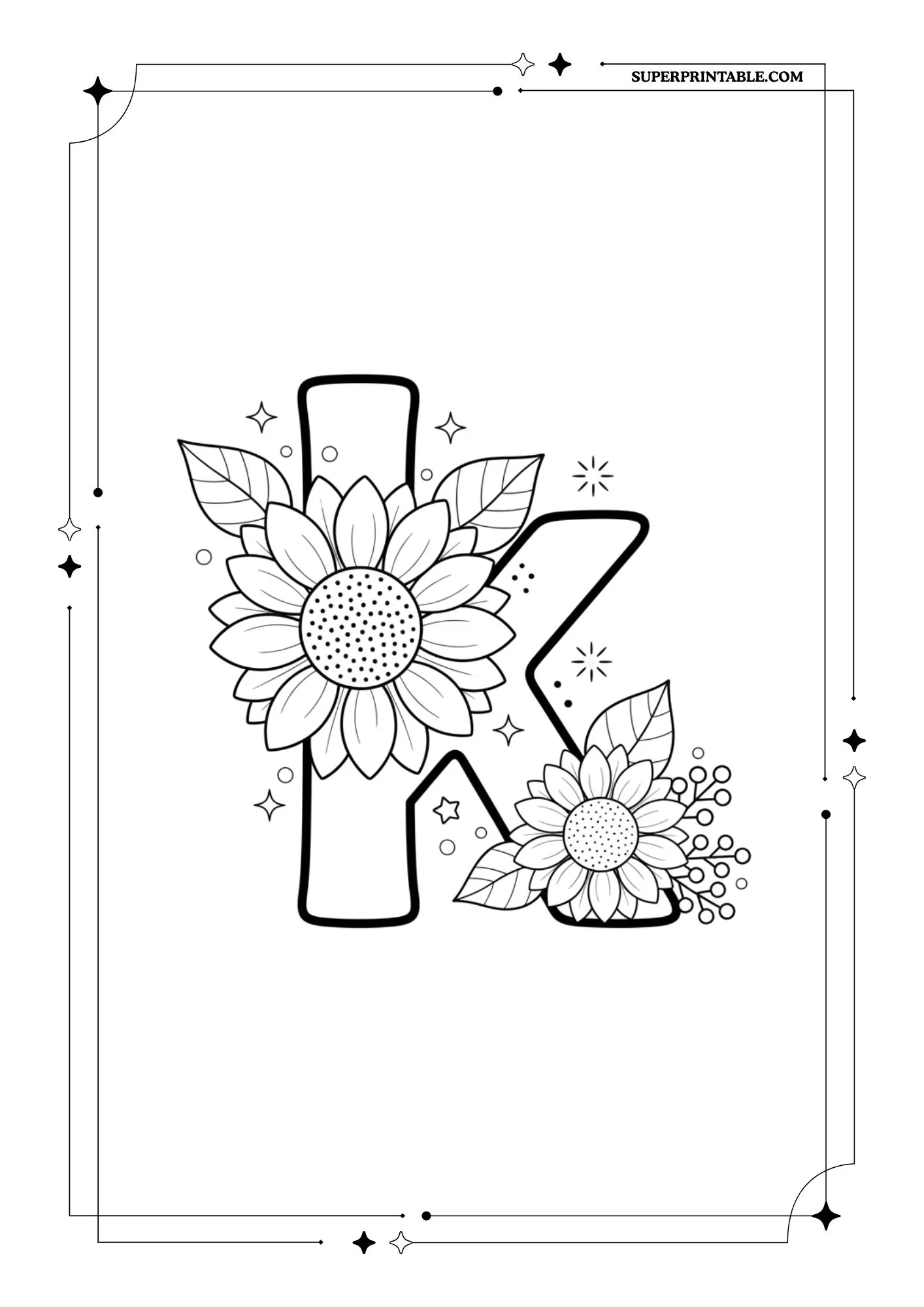 Sunflower Lowercase Alphabet Coloring Collection 11