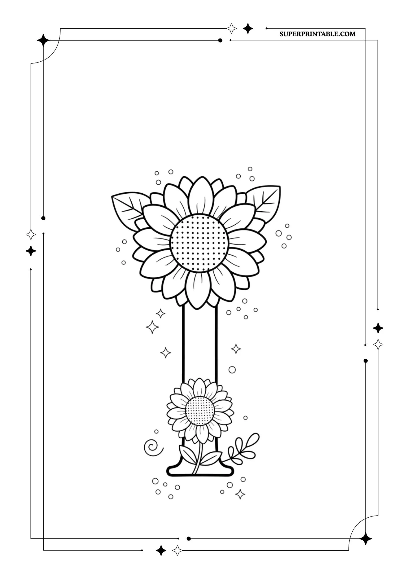 Sunflower Lowercase Alphabet Coloring Collection 12