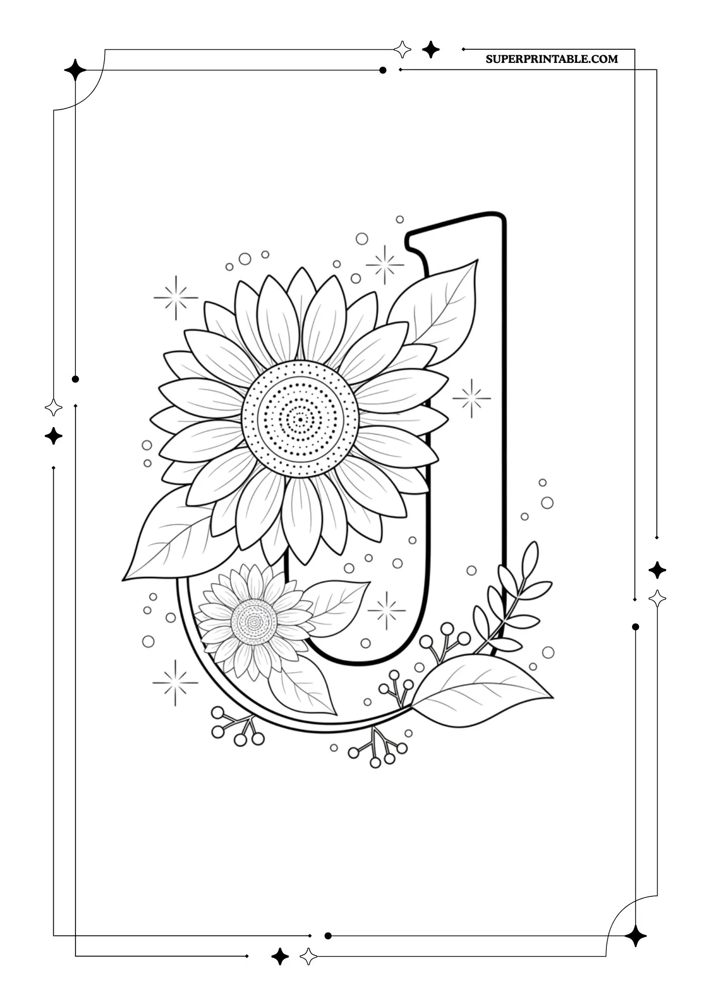 Sunflower Lowercase Alphabet Coloring Collection 4