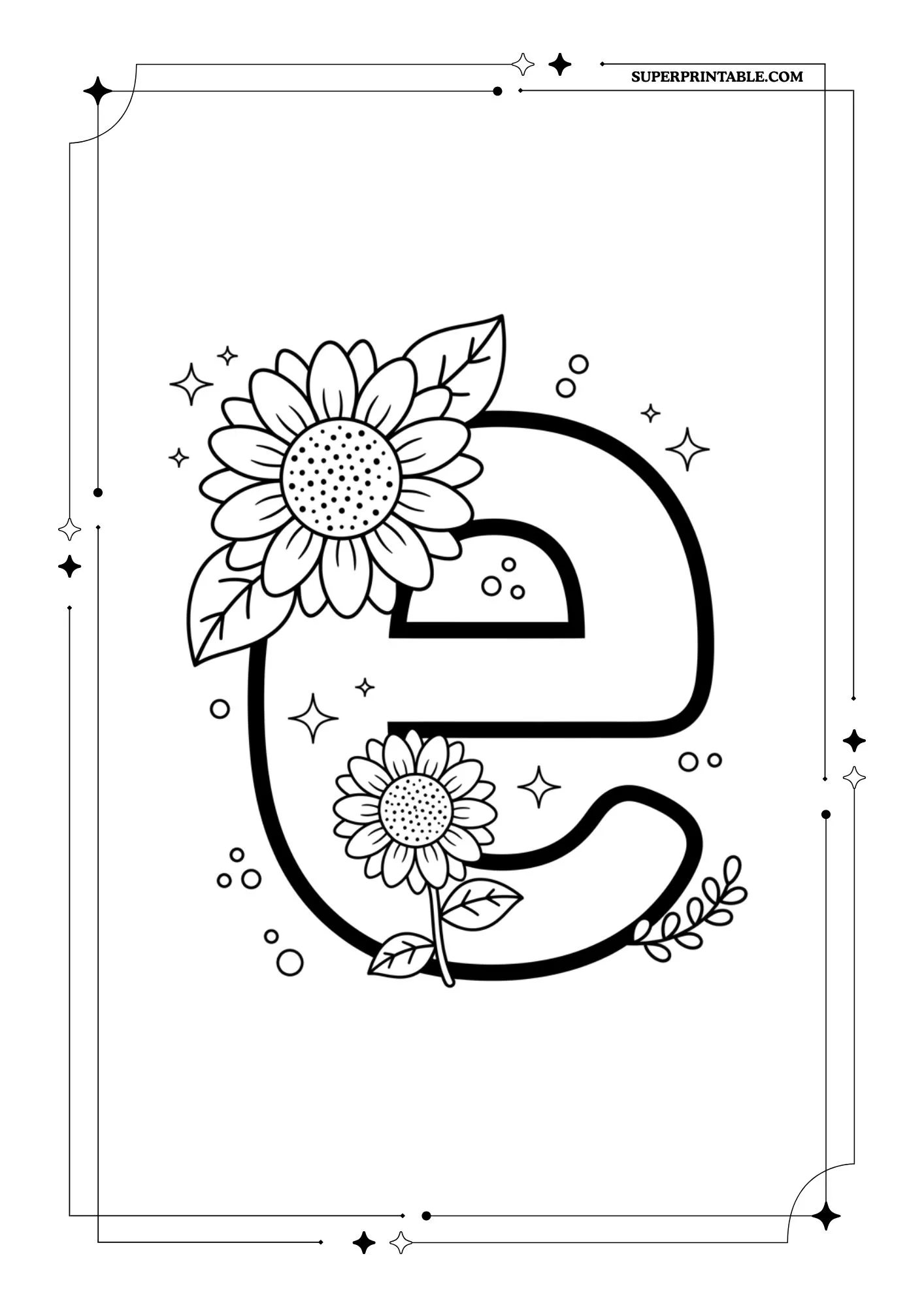 Sunflower Lowercase Alphabet Coloring Collection 5