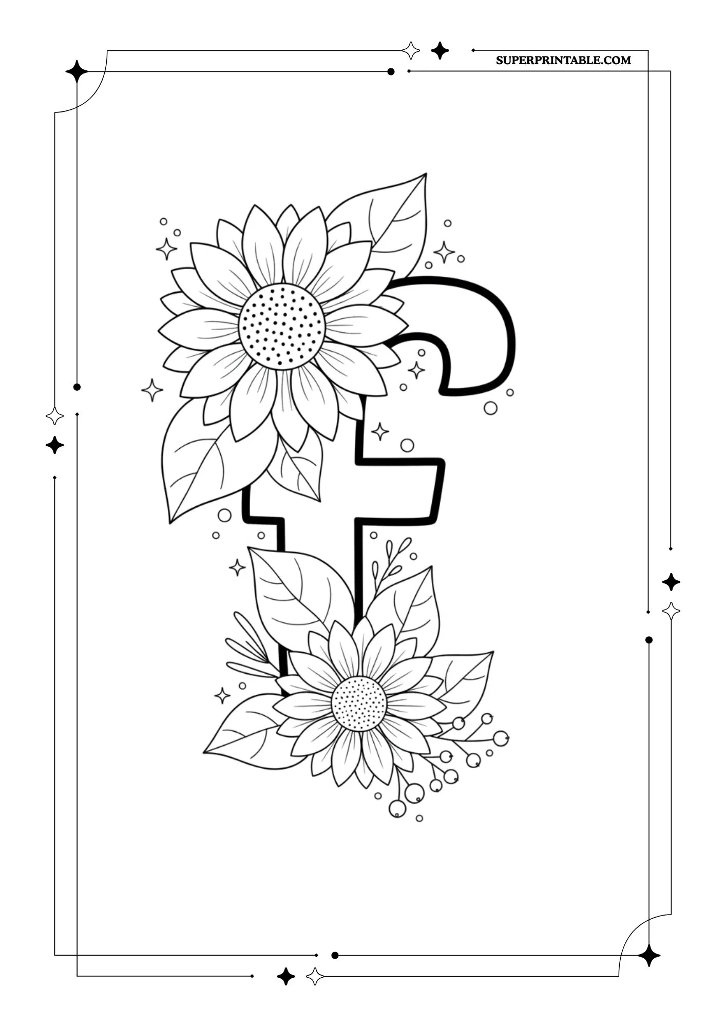 Sunflower Lowercase Alphabet Coloring Collection 6