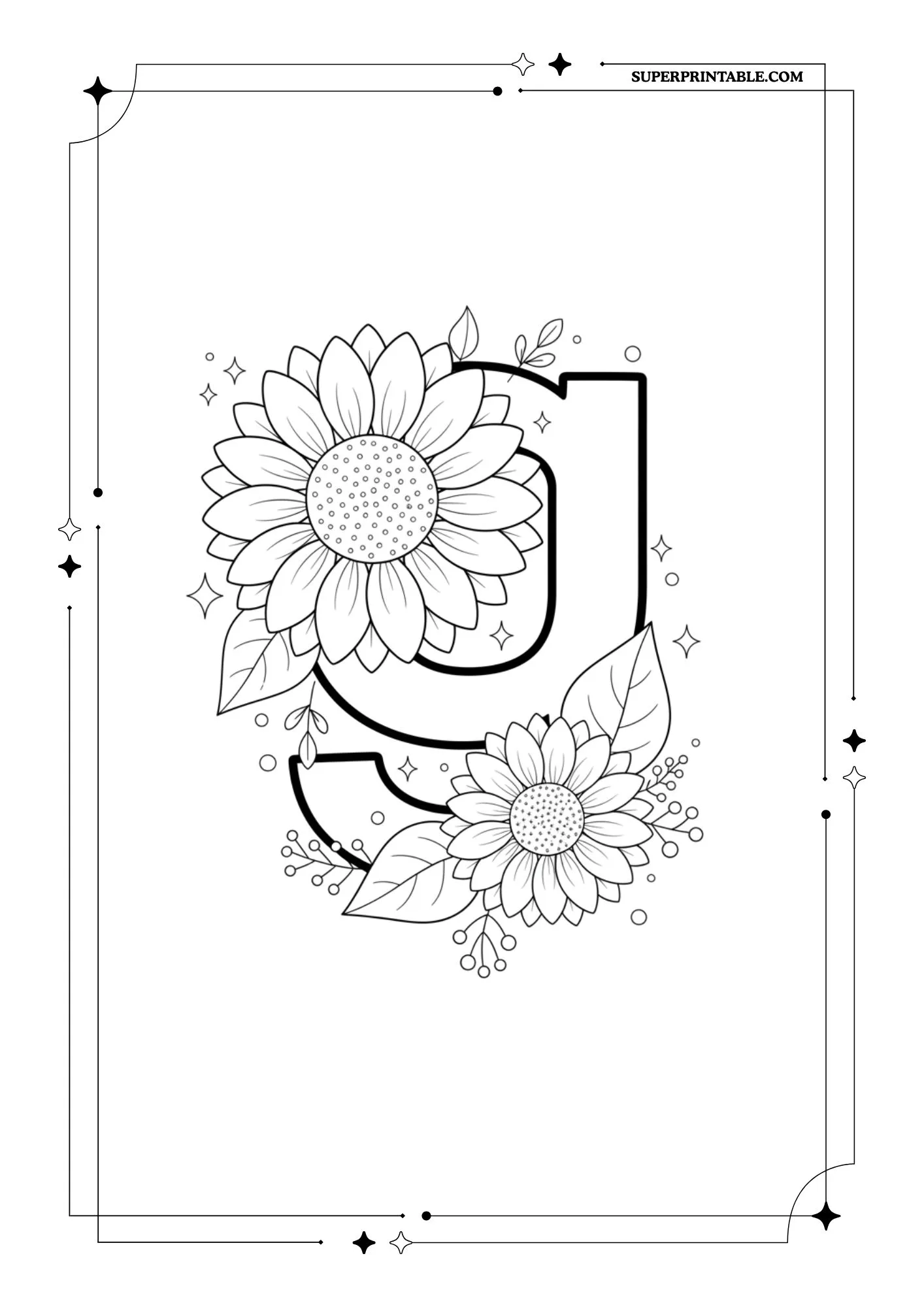 Sunflower Lowercase Alphabet Coloring Collection 7