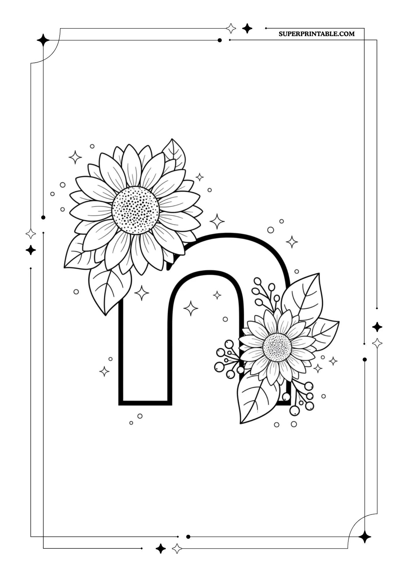Sunflower Lowercase Alphabet Coloring Collection 8