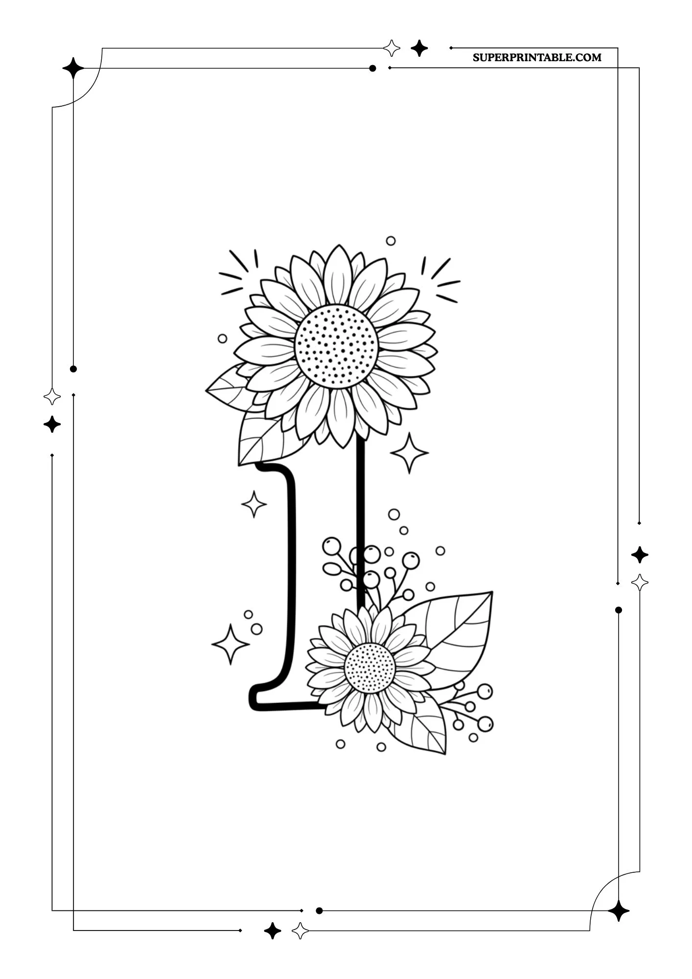 Sunflower Lowercase Alphabet Coloring Collection 9