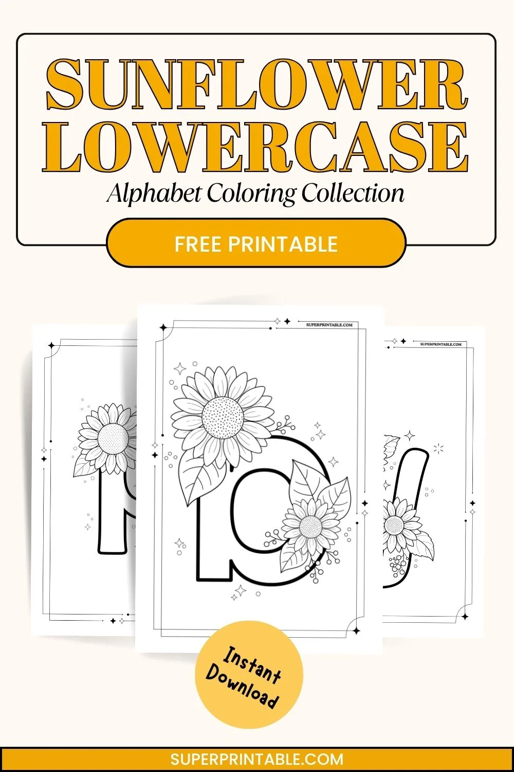 Sunflower Lowercase Alphabet Coloring Collection Pinterest Image