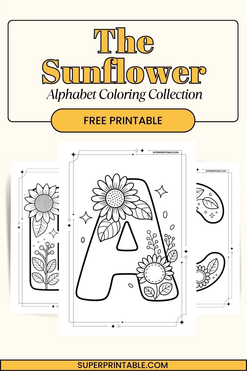 The Sunflower Alphabet Coloring Collection Pinterest Image