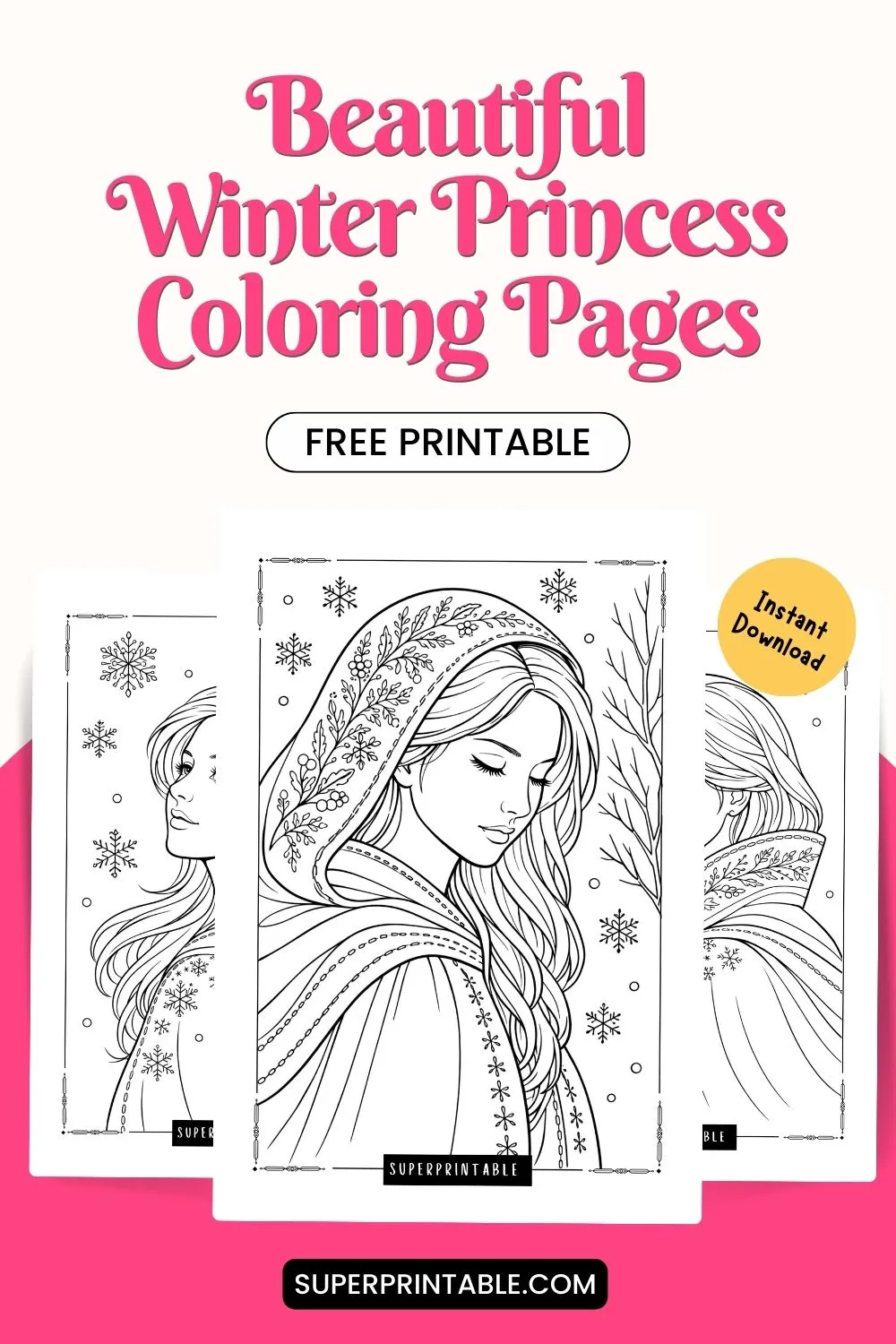 10 Beautiful Winter Princess Coloring Pages Pinterest Image