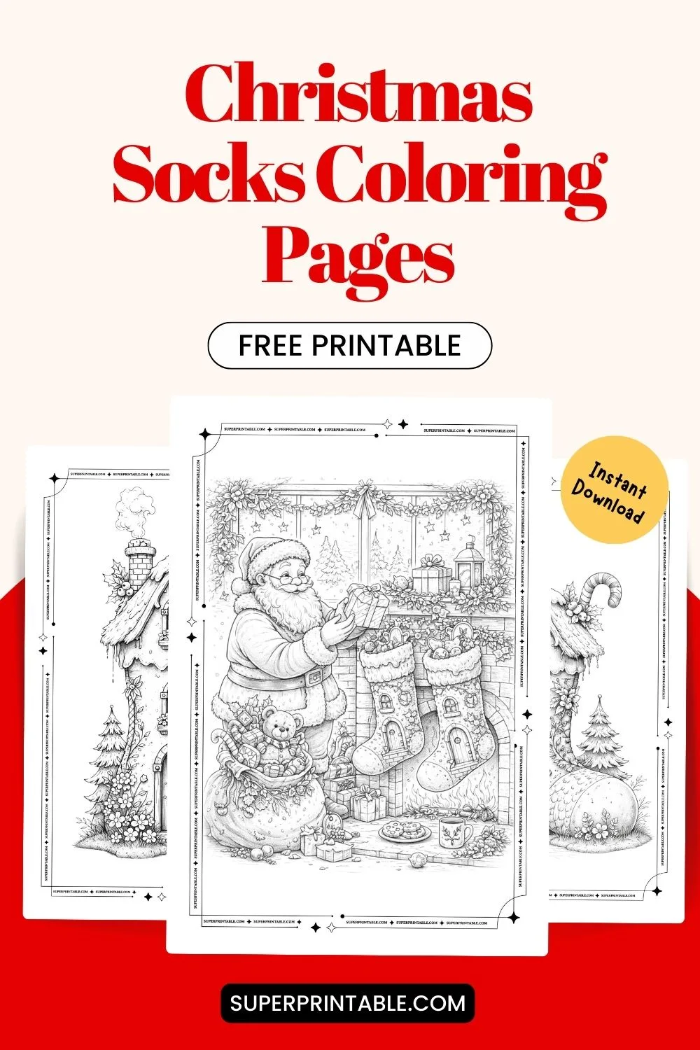 10 Christmas Socks Coloring Pages Pinterest Image