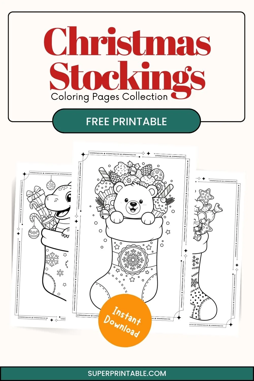 10+ Christmas Stockings Coloring Pages Pinterest Image